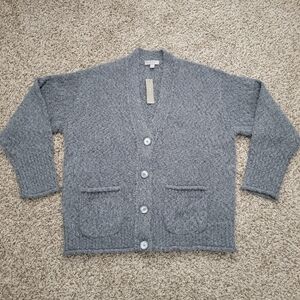 J. Crew Relaxed Cardigan In Textured Yarn Sweater Wool Alpaca Gray Size Small